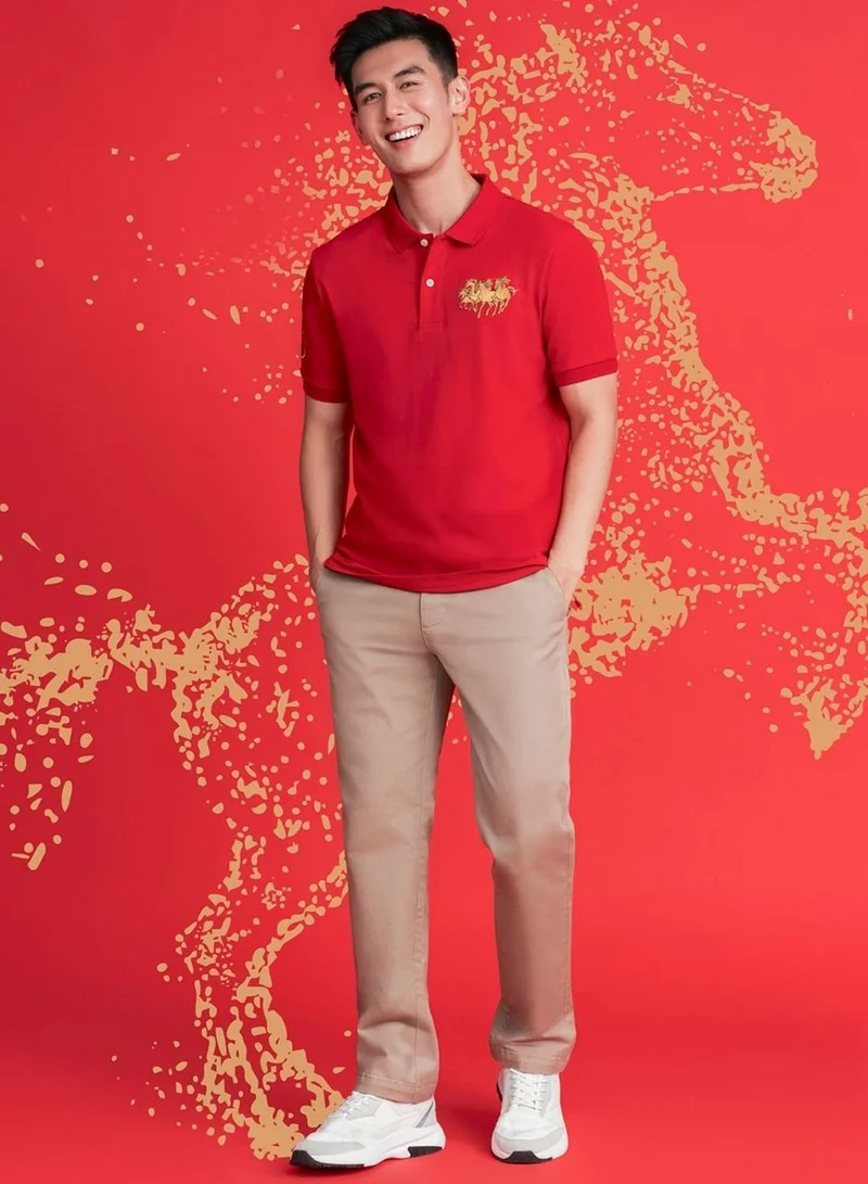 جيوردانو بولو رجالي بقصة ضيقة مطرزة بالليكرام بيكيه